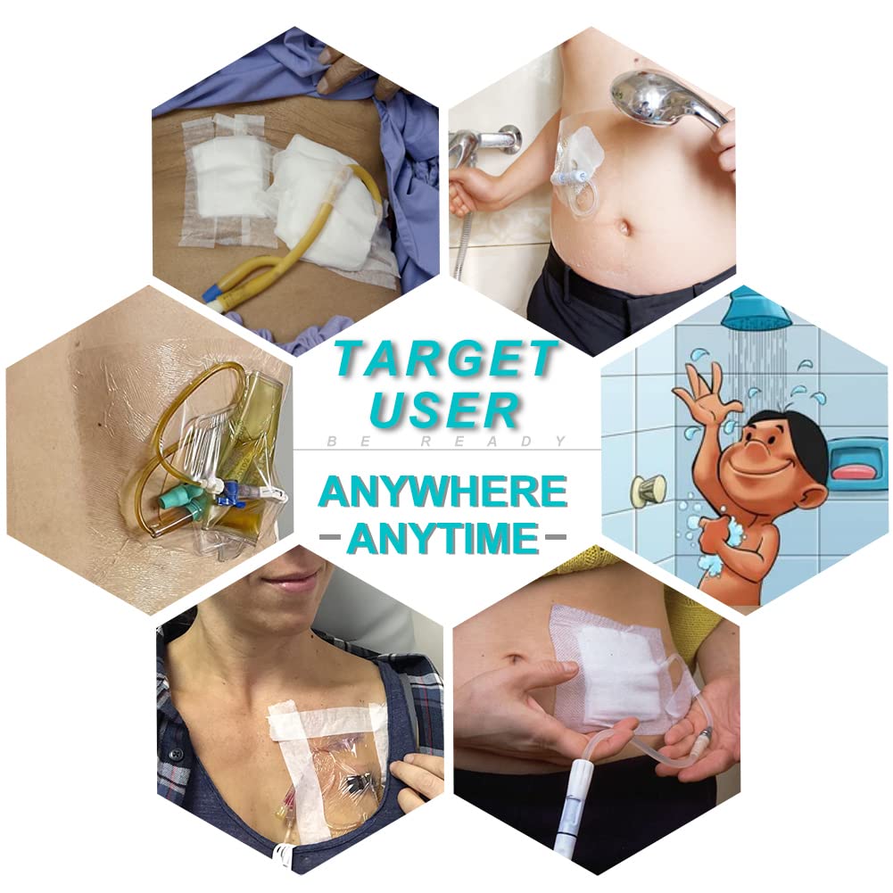 Shower Protector Dialysis Catheter Shower Cover Pd Catheter Shower Shields Dialysis Port Waterproof Picc Line Patch Wound Bandage for Showering 10"x12" 25 Pack