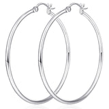 Limerencia Large Titanium Hoop Earrings for Women Hypoallergenic Thin Round Earrings F136 Implant Grade Titanium Hoops for Sensitive Ears(40mm Shiny Grey)