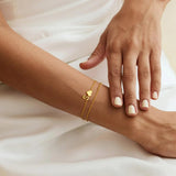 M MOOHAM Bracelets for Women - Dainty 14K-Gold-Plated Heart Initial Letter S Bracelets for Women Mom, Personalized Birthday Gifts for Mom Grandma Wife Womens Jewelry