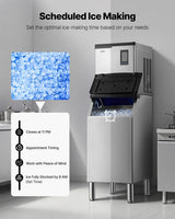 VEVOR Commercial Ice Maker Machine, 300LBS/24H Ice-Making Machine with 300LBS Stainless Steel Storage Bin, Auto Self-Cleaning Ice Maker with Touchscreen for Bar Cafe Restaurant Business Commercial