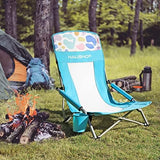 HAUSHOF High Back Beach Chair, Mesh Back Folding Chair, Lightweight Low Seat Camping Chairs with Cup Holder, Carry Bag, Padded Armrest for Outdoor Beach Lawn Camping Picnic Festival