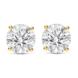 14K Yellow Gold 1.0 Carat Round Shape LAB GROWN Diamond IGI Certified Stud Earrings for women 4 Prong Push Back (E/F Color VS2/SI1 CLARITY)