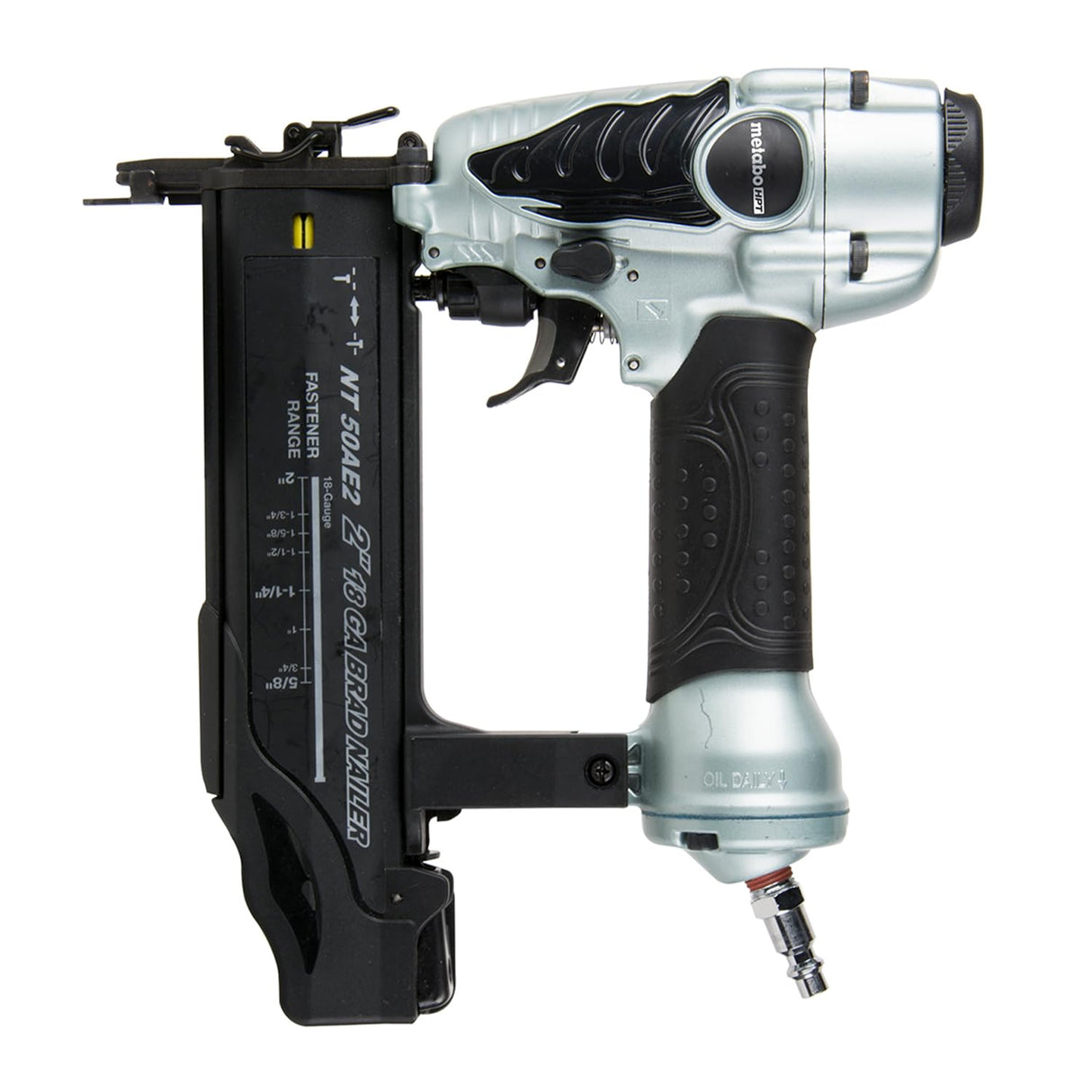 Metabo HPT Brad Nailer, Pro-Preferred Lightweight Pneumatic Power Nailer for Precision Trim Work and Furniture Building, Adjustable Depth, 18 Gauge, 5/8" up to 2" Brad Nails, NT50AE2