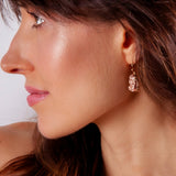 Rose Gold Tone Earrings for Women Dangling, Pink Faux Druzy Teardrop Dangle