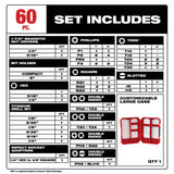 Milwaukee Shockwave Bit & Drill Bit Kit w/ 60 Pcs - 48-32-4097