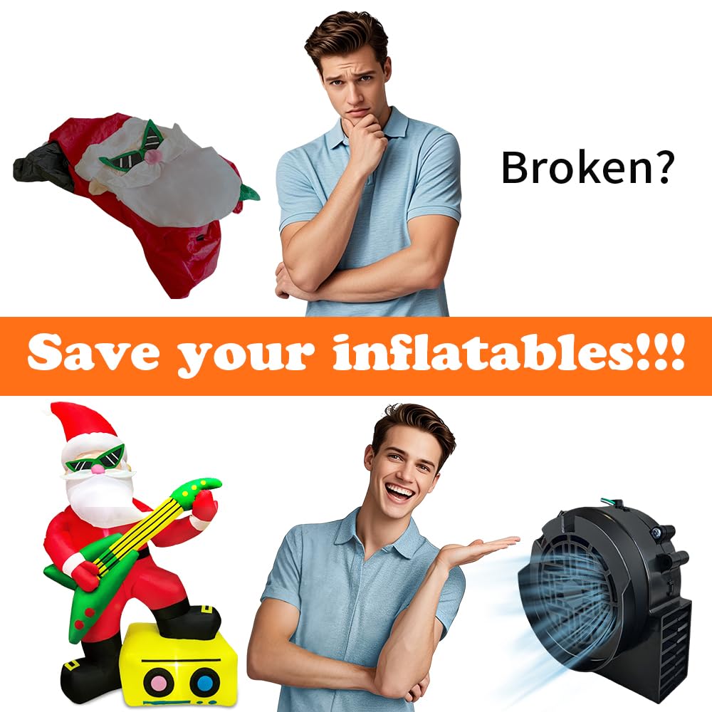 Inflatable Fan Replacement 12V 1.5A, Mini Air Blower Fan with 12V 2A Adapter and 5 LED Bulbs for Halloween Christmas Inflatable Outdoor Yard Decorations