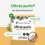Inspired Nutrition UltraLaurin ® Monolaurin Supplement for Immune Support and Gut Health - Monolaurin Pellets - 7oz - 66 Servings, 3000 mg Each