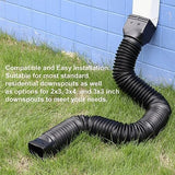 2 Pack Rain Gutter Downspout Extensions, Flexible Downspout Extender with 58"+68" Extendable Pipes for Rain Water Drainage, Durable Down Spout Drain Extension with Connector (Black)