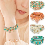 FINZOR 8 Sets Bohemian Stackable Bead Bracelets for Women Bohemian Bracelets Stretch Multi Layered beads Bracelet Set Boho Multicolor
