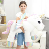 FFxiong 44 Inch Giant Unicorn Stuffed Animal Pillow, Cute Soft Big Unicorn with Rainbow Wings Large Plush Toy, Gifts for Girlfriend Girls Boys Kids Birthday Valentines Christmas