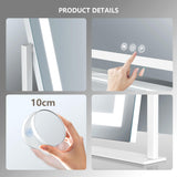 Gvnkvn Lighted Makeup Mirror, 17.3"x13" Hollywood Vanity Mirror with Lights,Three Color Lighting Modes, and 5X Magnification Mirror, Smart Touch Control, 360°Rotation (White, Gift Box)