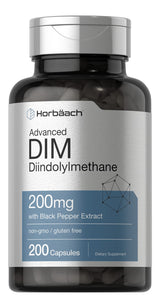 Horbäach DIM Supplement for Women and Men | 200mg | 200 Capsules | Advanced Diindolylmethane | with Black Pepper Extract | Non-GMO, Gluten Free