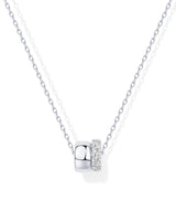 PAVOI Rondelle CZ Dainty Pendant Necklace for Women, White Gold, W
