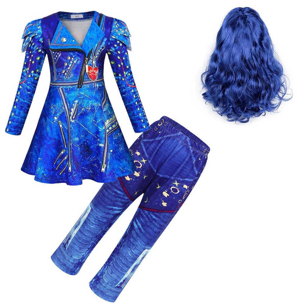 MetCuento Popular Musical Girls Cosplay Costume Sets with Wig Princess Role Playing Outfits Halloween Christmas Party size 9-10