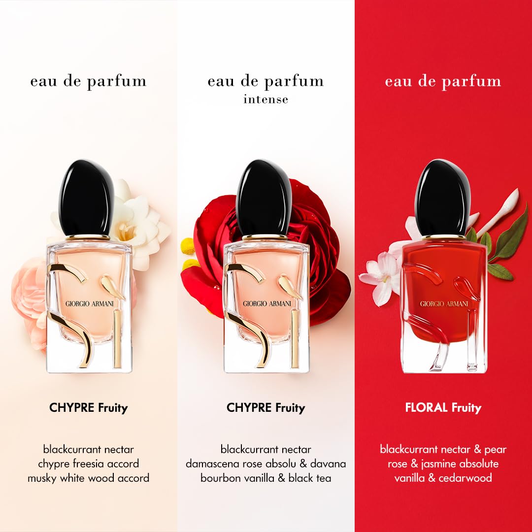 Armani Beauty– Sì – Eau de Parfum – Women's Perfume – Modern Chypre Fragrance – Blackcurrant Nectar, Rose De Mai & Freesia, Patchouli Notes - 3.3 Fl Oz