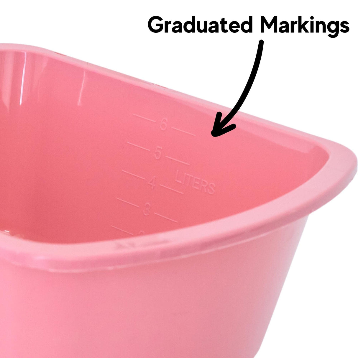 Wash Basins – Rectangular Plastic Hospital Bedside Soaking Tub [5 Pack] Small 7 Quart Graduated Bucket - Portable Washbasin for Washing, Cleaning, Foot Bath, Washing Dishes, Face Cleansing Bowl