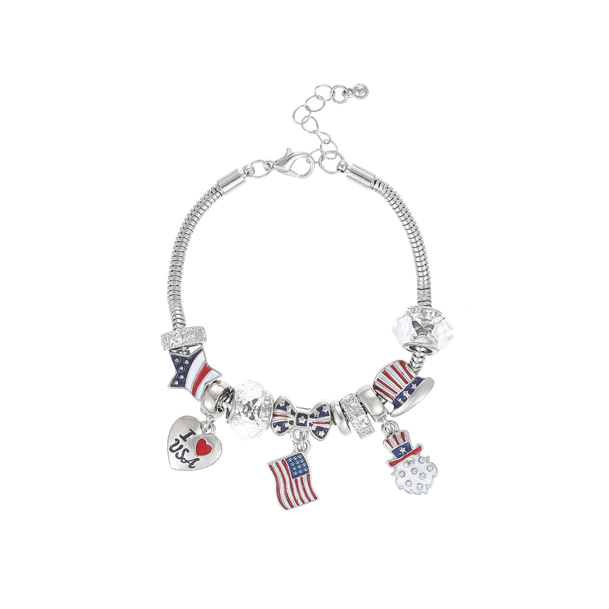 USA Flag 4th of July Bracelet for Women Independence Day Patriotic Jewelry