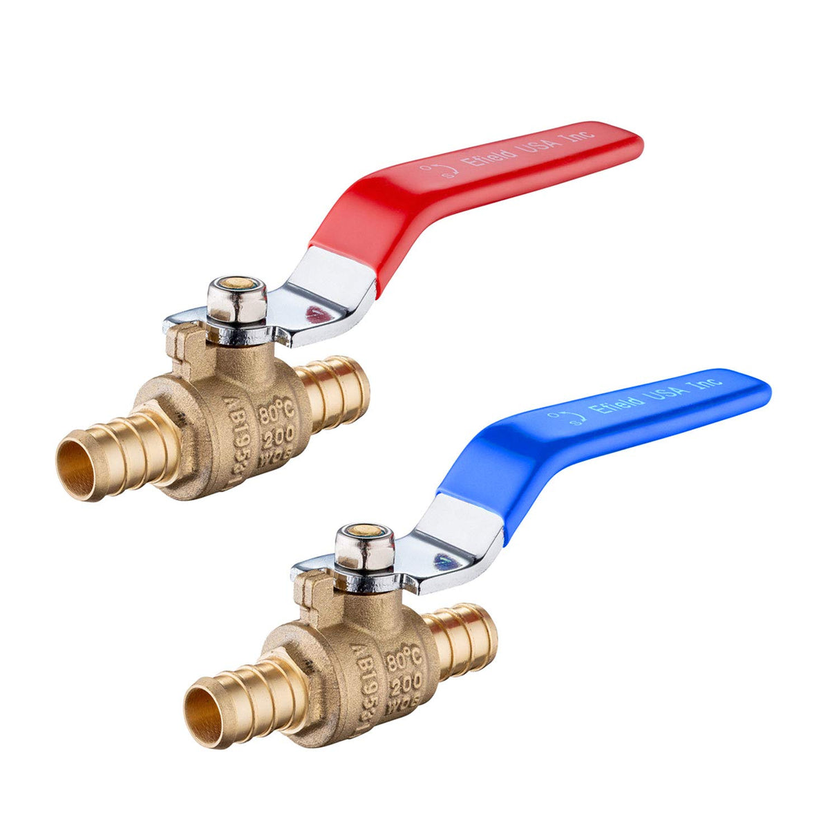 (Pack of 2) EFIELD 1/2 Inch Pex Brass Full Port Shut Off Ball Valve HOT AND COLD,(VALVE001)
