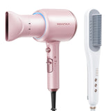 Wavytalk Steamline Pro Steam Straightener Brush and Wavytalk Blown Away onic Hair Dryer Pink
