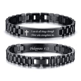 VNOX Easter Basket Stuffers Christian Cross Bracelet For Men | Personalized Bible Verse Scripture Bracelets Mens Inspirational Bracelets Cross Chain Bracelet, Religious Christian Gifts For Men,Joshua 1:9