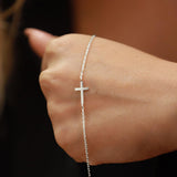 LUCA SMITH Cross Pendant Bracelet - Elegant Jewelry for Men & Women,925 Sterling Silver, Adjustable Chain Stackable Bracelets (silver)