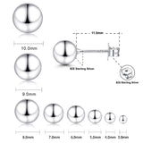 CUTEFEEL 18K White Gold Plated Sterling Silver Ball Stud Earrings(9mm)