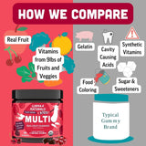 Llama Naturals Kids Multivitamin Gummies, Vegan, Organic with Vitamin D, C & K, Toddler Real Fruit Gummy Vitamins, Chewable Supplement, Whole Food Multivitamin, No Added Sugar Cane, Cherry, 90 Ct