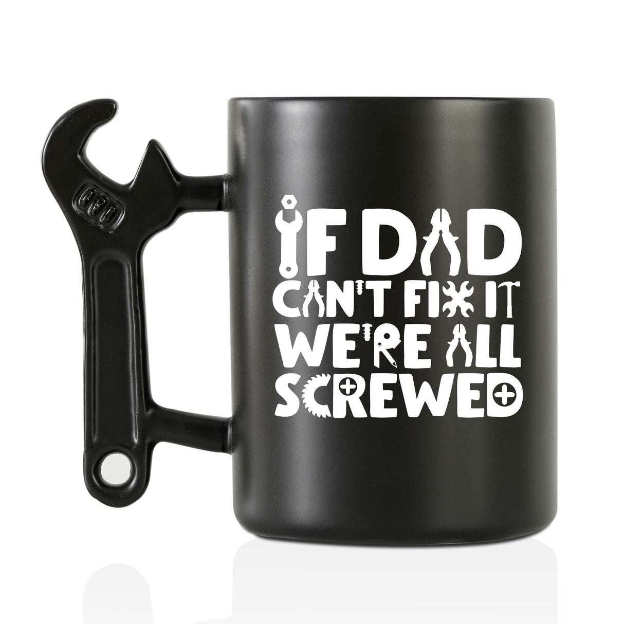 Onebttl Coffee Mug With Wrench Spanner Handle - Dad Gifts From Daughter and Son, 13.5oz Funny Ceramic Mug for Father's Birthday, Father's Day, Christmas - Dad Can Fix