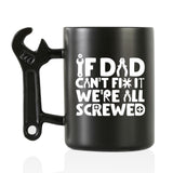 Onebttl Coffee Mug With Wrench Spanner Handle - Dad Gifts From Daughter and Son, 13.5oz Funny Ceramic Mug for Father's Birthday, Father's Day, Christmas - Dad Can Fix