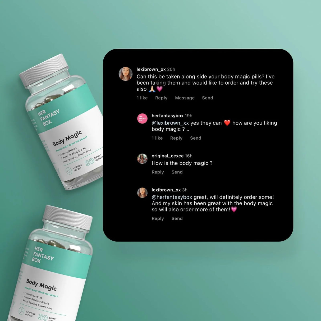 Her Fantasy Box | Body Magic Chlorophyll Capsules - 30 Vegan Capsules for Detox, Digestion, Gut Health, Skin Support, and Oily Skin - Natural Energy Booster (200 mg) (100mg) (200mg)