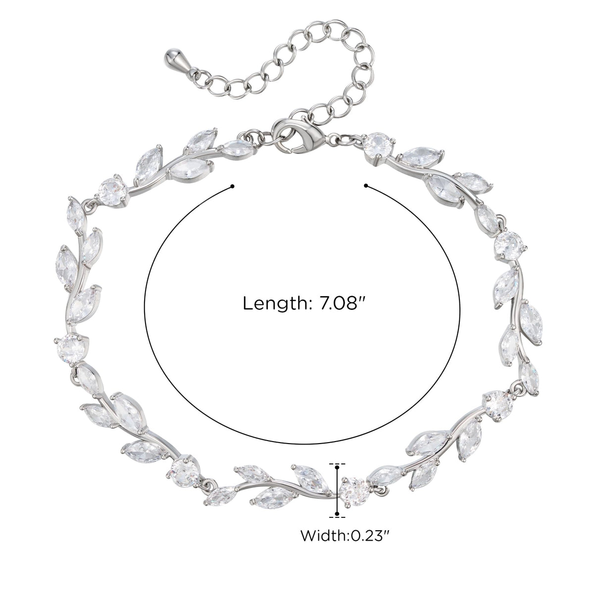 SWEETV Cubic Zirconia Wedding Bridal Bracelet for Brides,Bridesmaids, Silver Crystal Elegant Tennis Bracelet for Women Prom Jewelry Gifts (Style6-Silver)