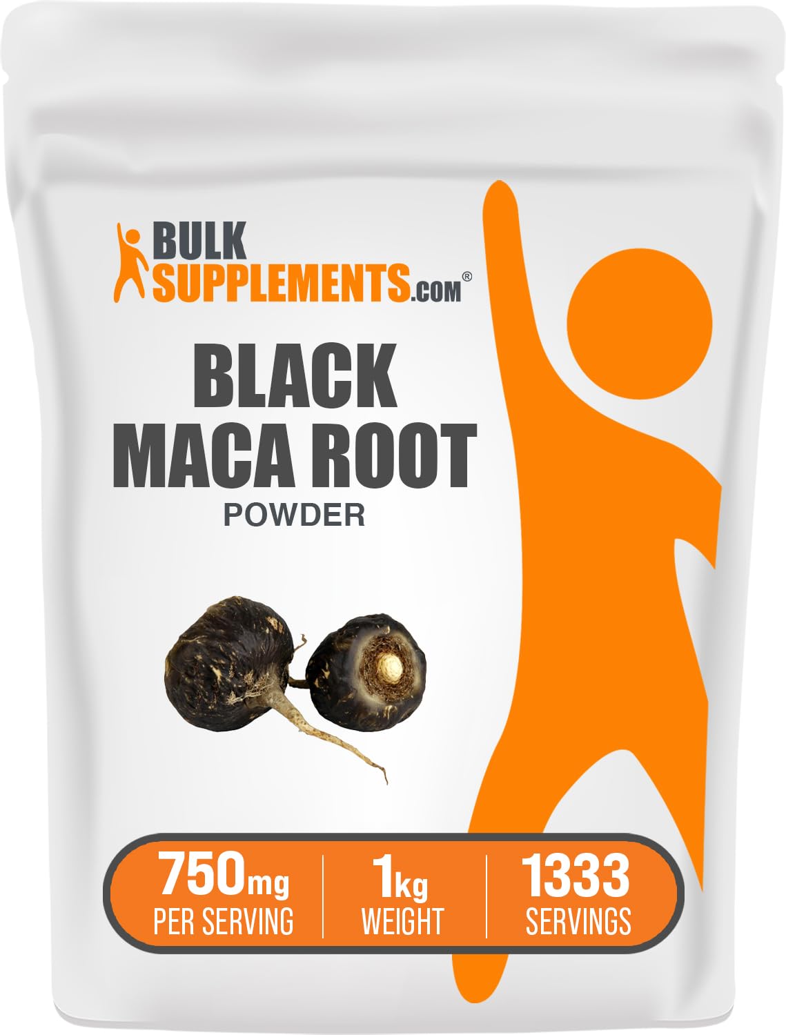 BulkSupplements.com Black Maca Powder - Maca Supplement, from Black Maca Root - Black Raw Maca, for Men & Women - Vegan, Gluten Free, 750mg per Serving, 1kg (2.2 lbs) (Pack of 1)