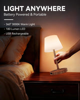 SAIWEYA Outdoor Waterproof Shower Lamp, 5200mAh Cordless Rechargeable Table Lamp with Touch Dimming, IP65 Wireless LED Night Light for Patio, Camping, Bathroom, Restaurant & Kitchen