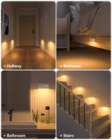 WILLED Rechargeable Night Light, Warm White Stair Lights Indoor, Wireless Motion Sensor Night Light, Stick On Lights for Stairs, Hallway, Stairway, Bathroom, Bedroom, Kitchen, 10 Pack
