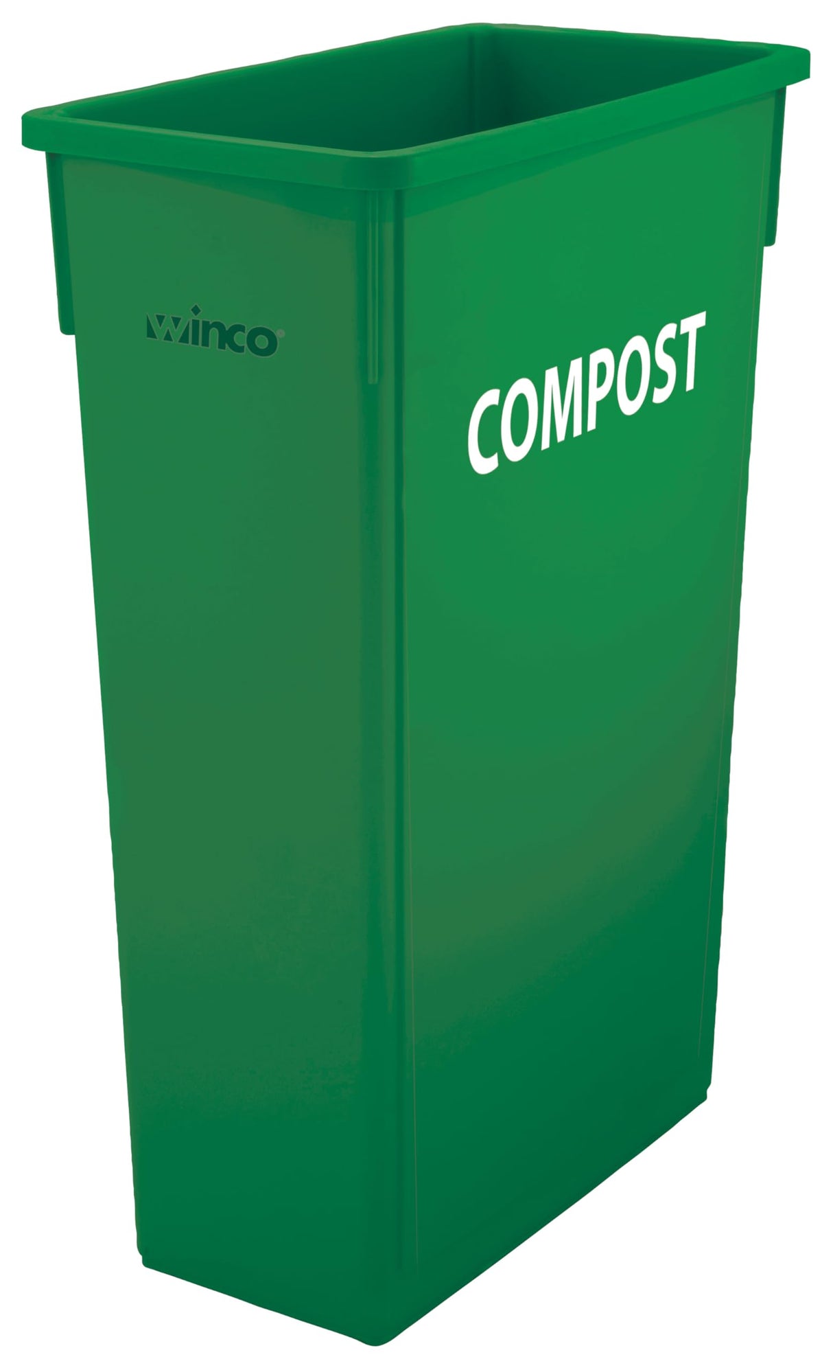 Winco Slim Commercial Trash Can/Waste Container, 23 Gallon Compost, Green