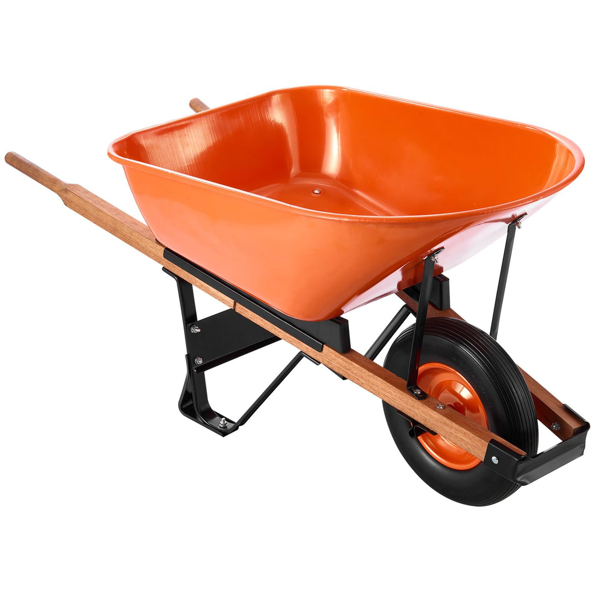 VEVOR Wheelbarrow Cart, 6 Cu. Ft. Load & 330 lbs Capacity, One Wheel Garden Dump Cart Wheel Barrow with Metal Handle & 16" Wide Track Wheels, Easy Loading Utility Yard Cart & Wagons for Lawn Farm