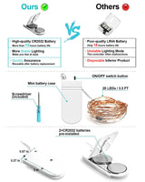 20 Pack Fairy Lights Battery Operated, 3.3ft 20 LED Mini String Lights Twinkle Lights Copper Wire Firefly Starry Lights for Mason Jars Wedding Party Christmas Centerpiece Table Decorations, Warm White