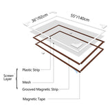NeatiEase Adjustable DIY Magnetic Window Screen Max 55InchH x 36InchW Fits Any Size Smaller with White Frame Fiberglass Mesh