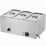 VEVOR 3-Pan Commercial Food Warmer, 24QT Electric Steam Table, 1200W Professional Countertop Stainless Steel Buffet Bain Marie with 86-185°F Temp Control for Catering and Restaurants, Silver