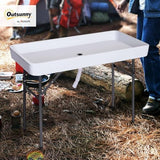 Outsunny 4FT Portable Folding Fish Fillet Cleaning Table Camping Picnic Ice Party Desk with Sink