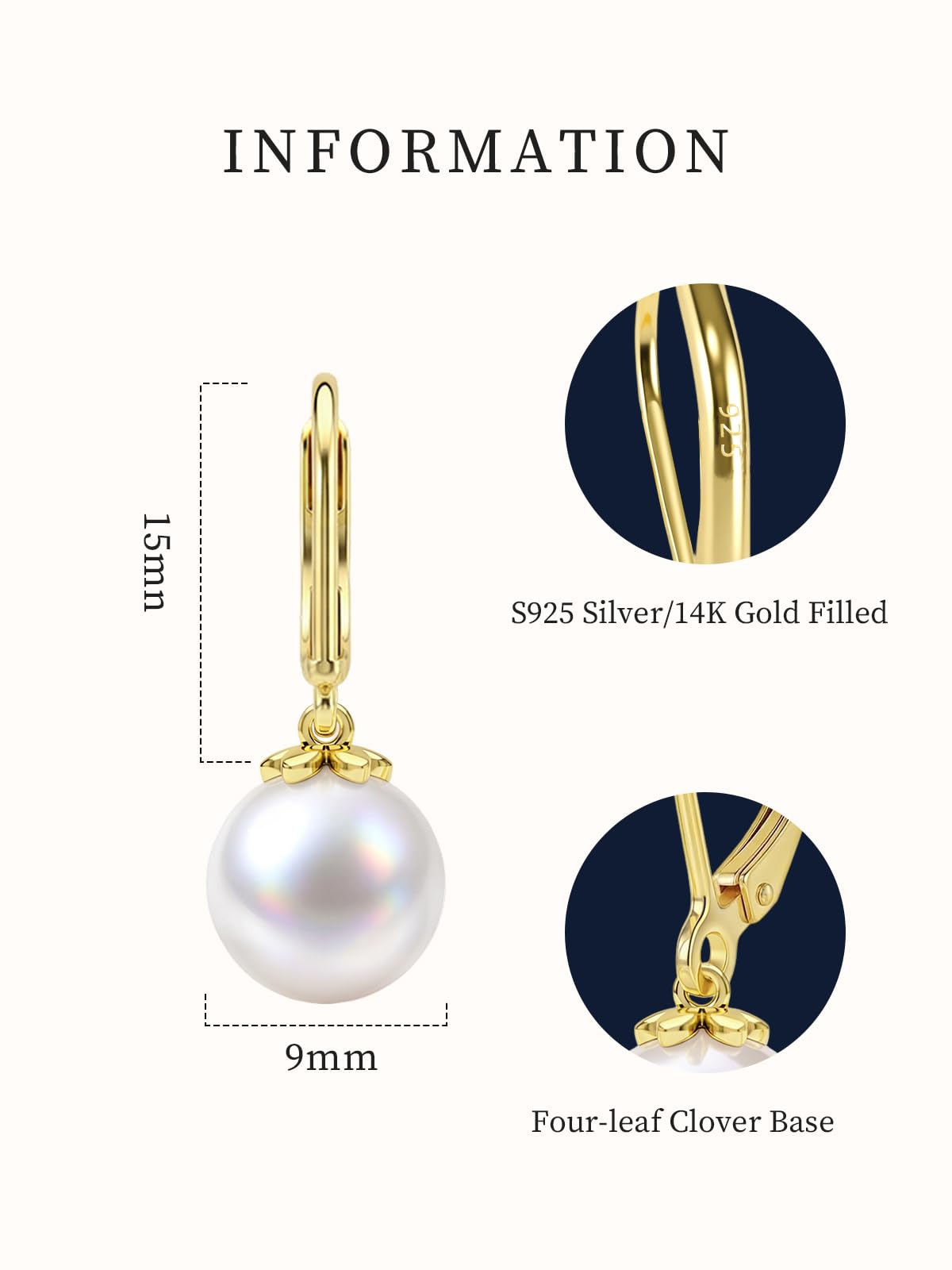 LOIPURI Genuine Freshwater Pearl Drop Earrings for Women 14K Gold Plated