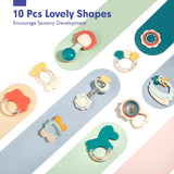 hahaland Baby Toys 0-6 Months - Baby Rattles Teething Toys 3-6 Month, Infant Toys 6-12 Months, Teether Grasping Shaker Toy 3 4 5 6 Month Old Must Haves Neutral Gifts Christmas Baby Stocking Stuffers