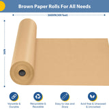 36" x 3600" (300') Brown Kraft Paper Roll, Gift Wrapping Paper for Craft Bulletin Board Art Decorative Paper Roll Christmas Bouquet Flower Table Covering Packing Shipping Moving Supplies 70GSM 50LB