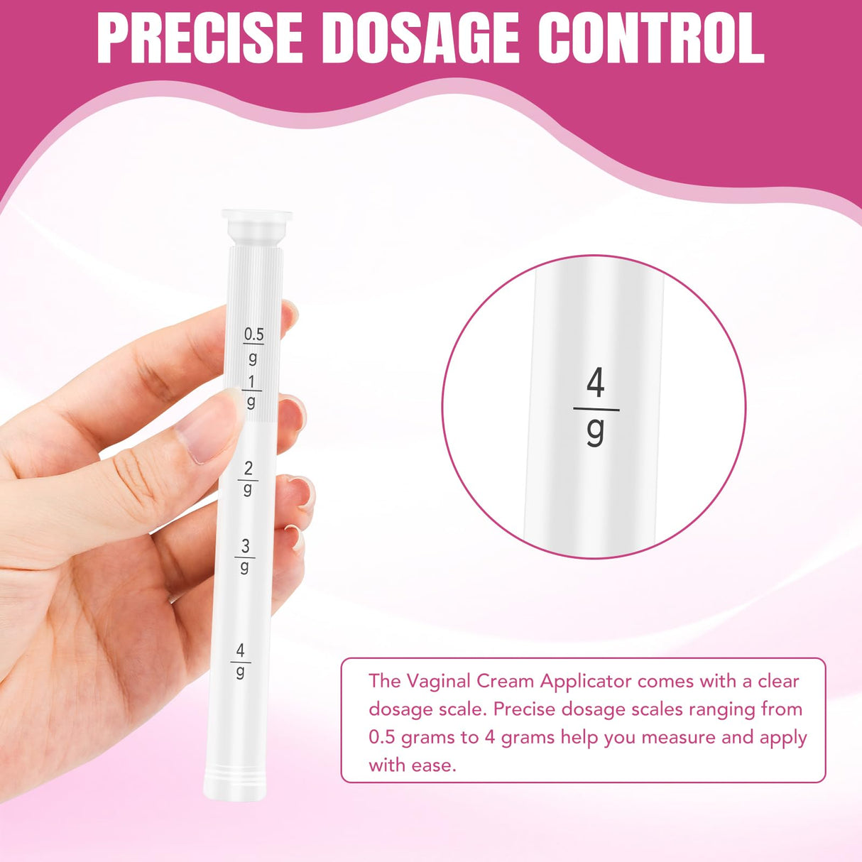 60 PACK Disposable Vaginal Suppository Applicator for Women, Fits Most Lubricants Creams Gels Pills Tablet Suppositories, Threaded End, Soft & Small Tip, with Dosage Markings, Individually Wrapped