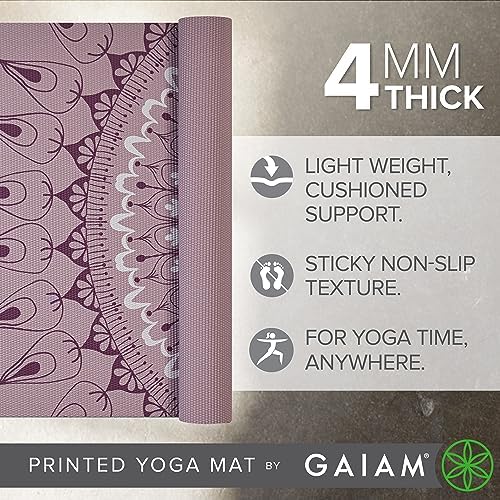 Gaiam Print Yoga Mat, Non Slip Exercise & Fitness Mat for All Types of Yoga, Pilates & Floor Exercises