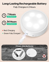Puck Lights with Remote, Rechargeable White&13 RGB Colors Tap Lights, 6Pack