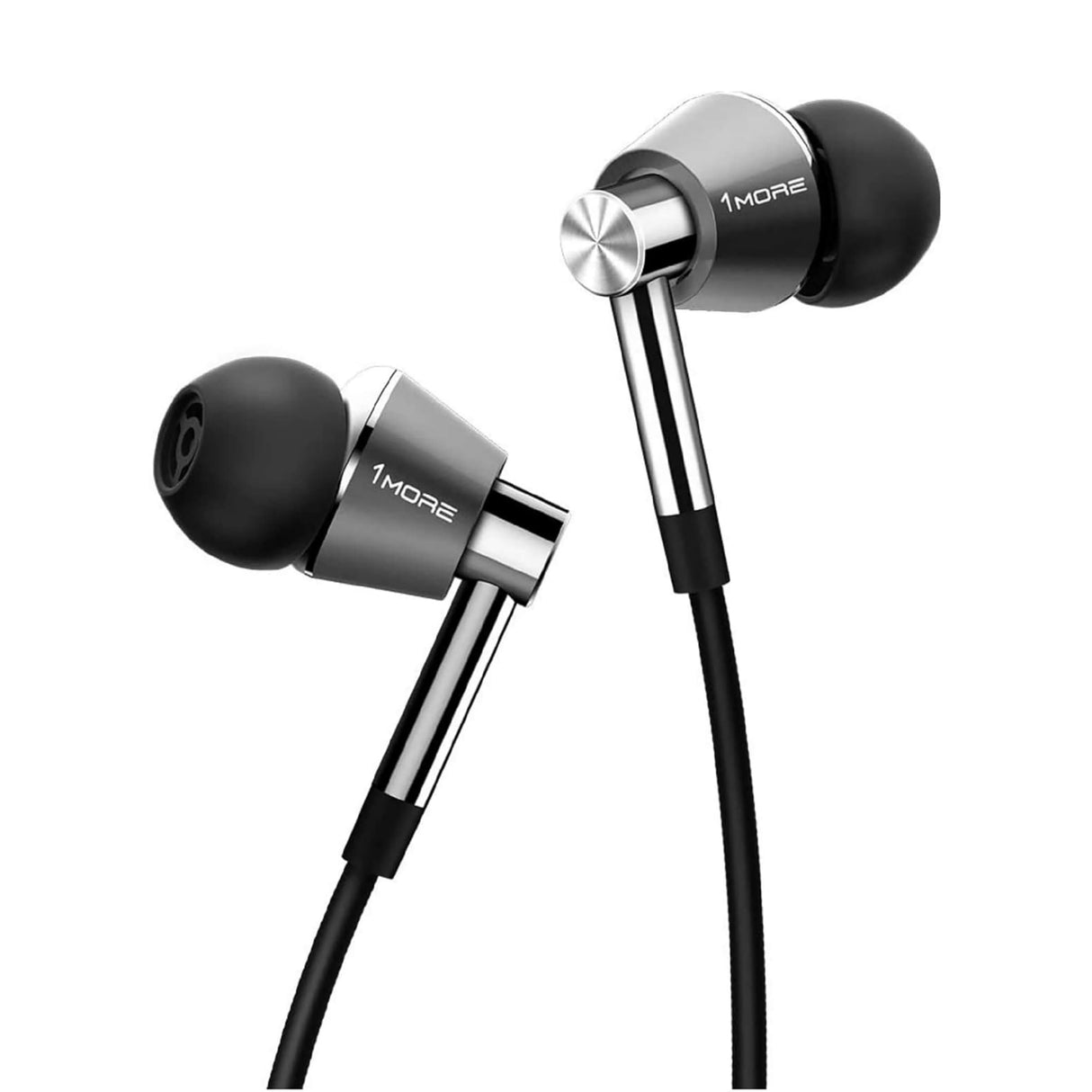 1MORE Triple Driver In-Ear Earphones Hi-Res Headphones with High Resolution, Bass Driven Sound, MEMS Mic, In-Line Remote, High Fidelity for Smartphones/PC/Tablet - Silver