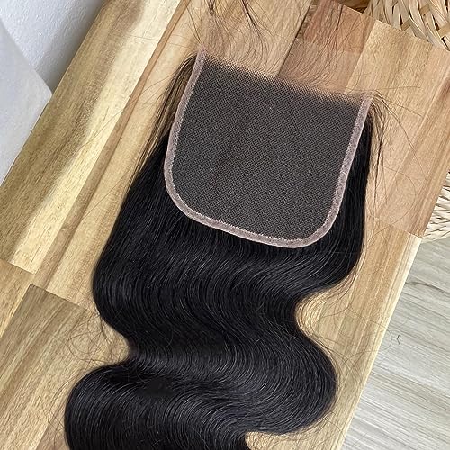 BEEOS SKINLIKE 5x5 Real HD Lace Closure Only, Body Wave Pre-Plucked Bleached Knots Invisible Film Lace Natural Black Unprocessed Human Hair Closure 14 Inch