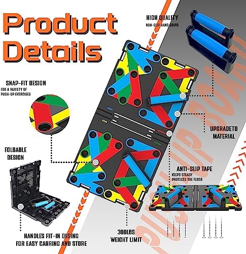 Solid Push Up Board 15 in 1 Home Workout Equipment Multi-Functional Pushup Stands System Fitness Floor Chest Muscle Exercise Professional Equipment Burn Fat Strength Training Arm Men & Women Weights