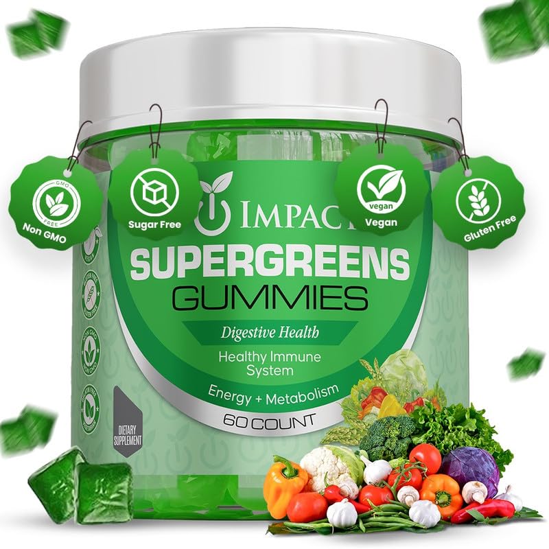 Supergreens Veggies Gummies - Vegetarian Fiber Gummies for Adults & Kids - Daily Green Superfoods with 35+ Essential Vitamins & Support Immunity & Gut Health - 4g of Fiber per Two Gummy (60 Count)